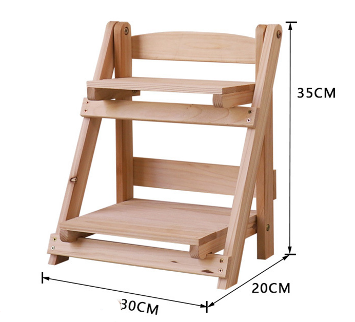 Solid Wood Desktop Flower Stand Office Window Sill Table Mini Storage Rack Combination Potted Plant Stand