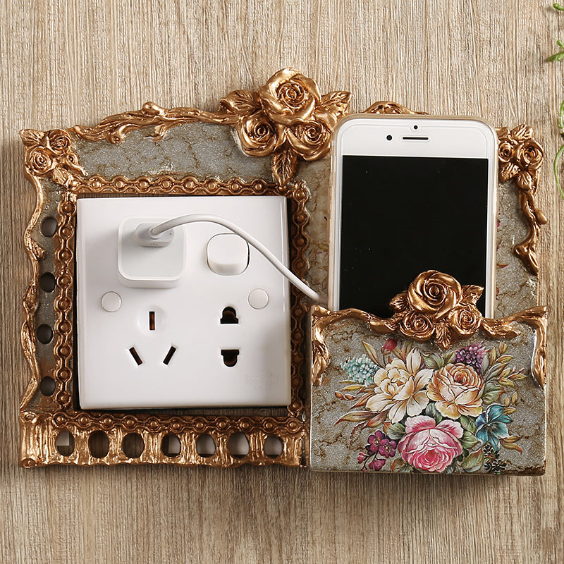 Plant Flowers Resin Wall Sticker Phone Holder