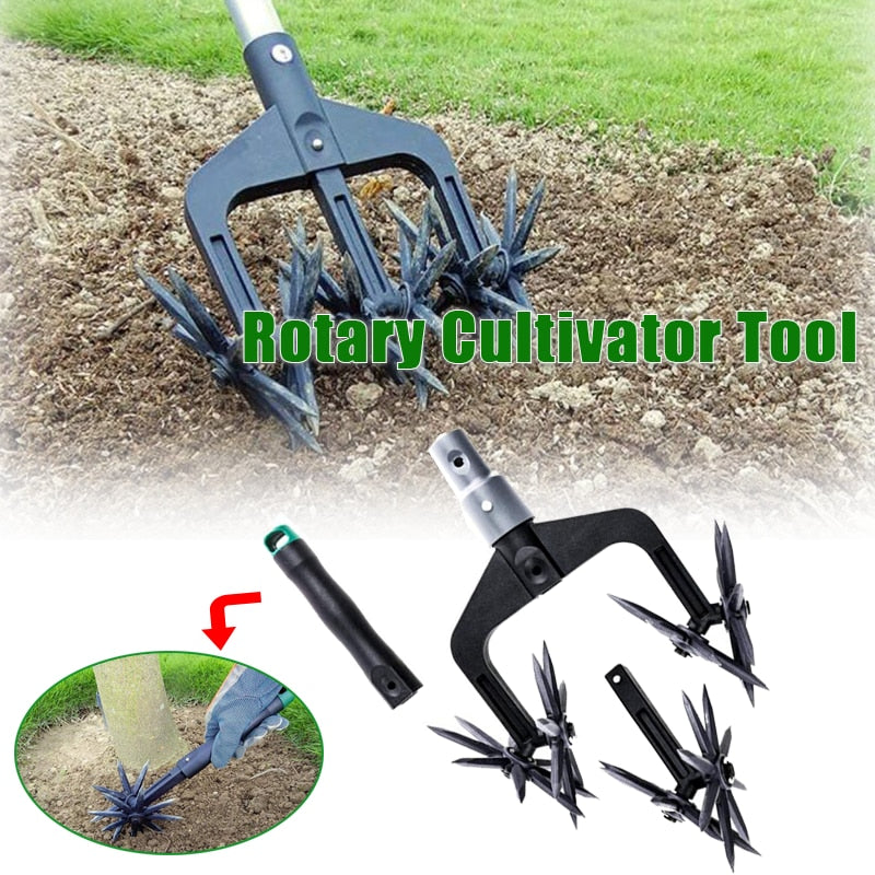 Rotary Cultivator 2 In 1 Garden Lawn Ripper Plastic Manual Aerators Soil Turning Tool Farmland Transplant