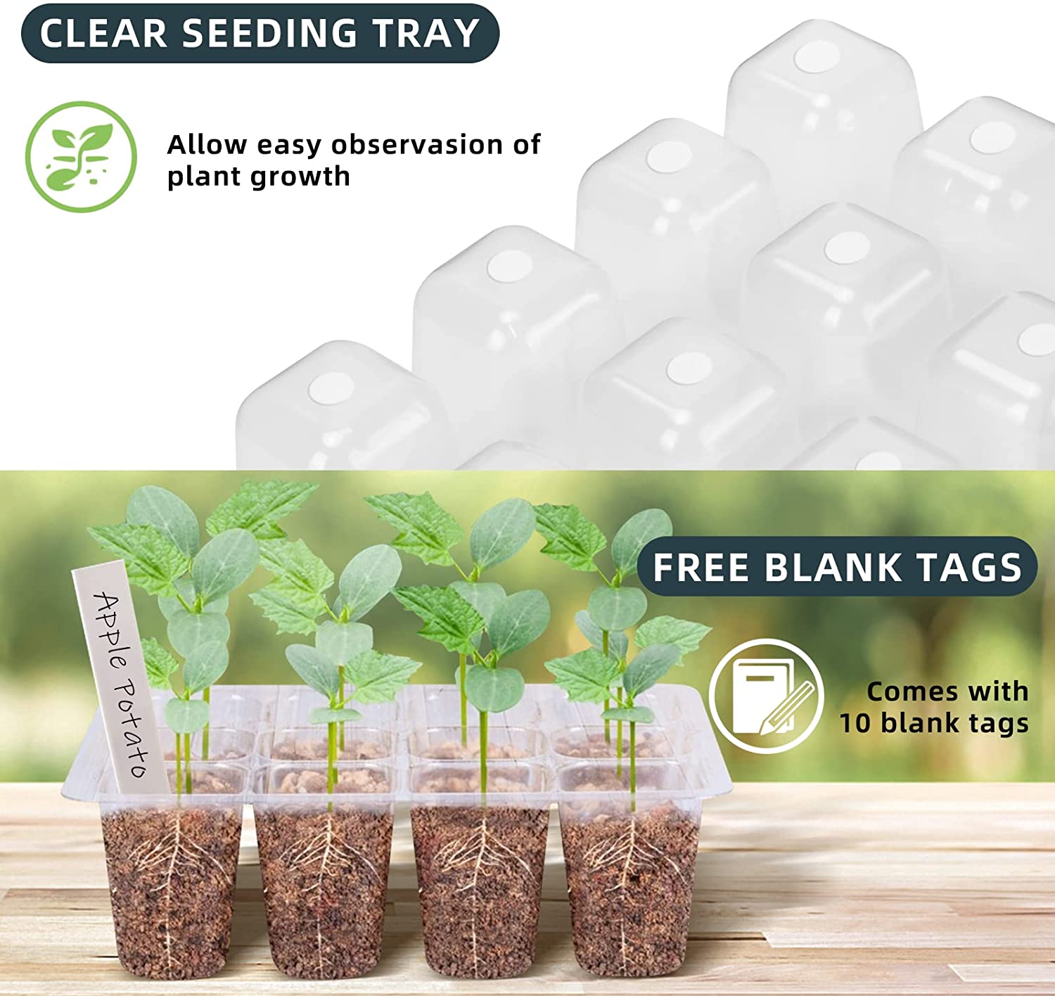 Upgraded Seed Starter Tray Grow Light with Adjustable Brightness Humidity for Indoor Seed Growing Germinating Propagation