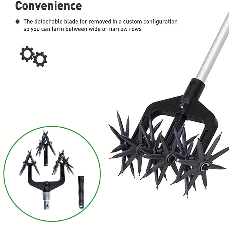 Rotary Cultivator 2 In 1 Garden Lawn Ripper Plastic Manual Aerators Soil Turning Tool Farmland Transplant