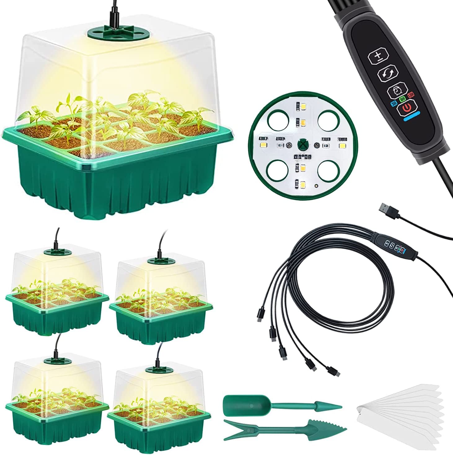 Upgraded Seed Starter Tray Grow Light with Adjustable Brightness Humidity for Indoor Seed Growing Germinating Propagation