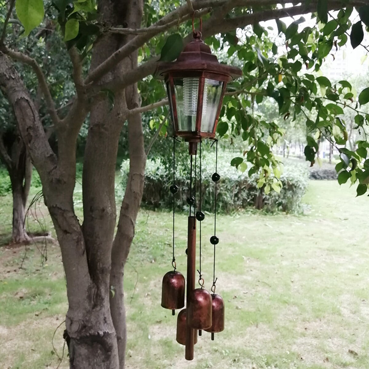 Retro Solar Lights Garden Decor Cottage Solar Lamp Hanging Wind Chime Outdoor Waterproof Solar Hexagonal Wind Chime Garden Light