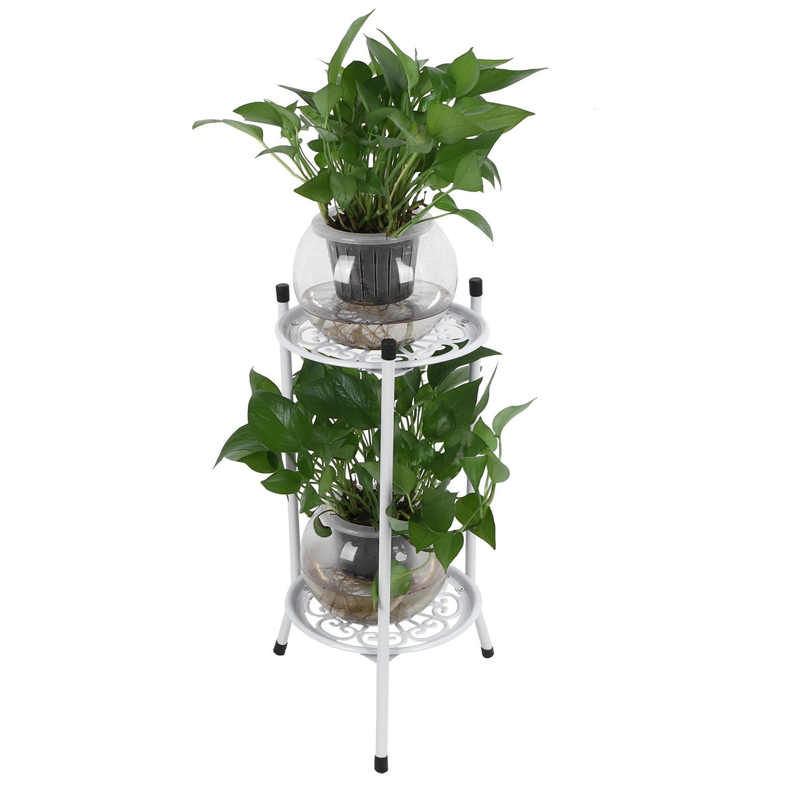 2‑Tier Metal Plant Stand Flower Pot Holder Display Shelf Rack Home Decoration Garden AccessoriesWhite