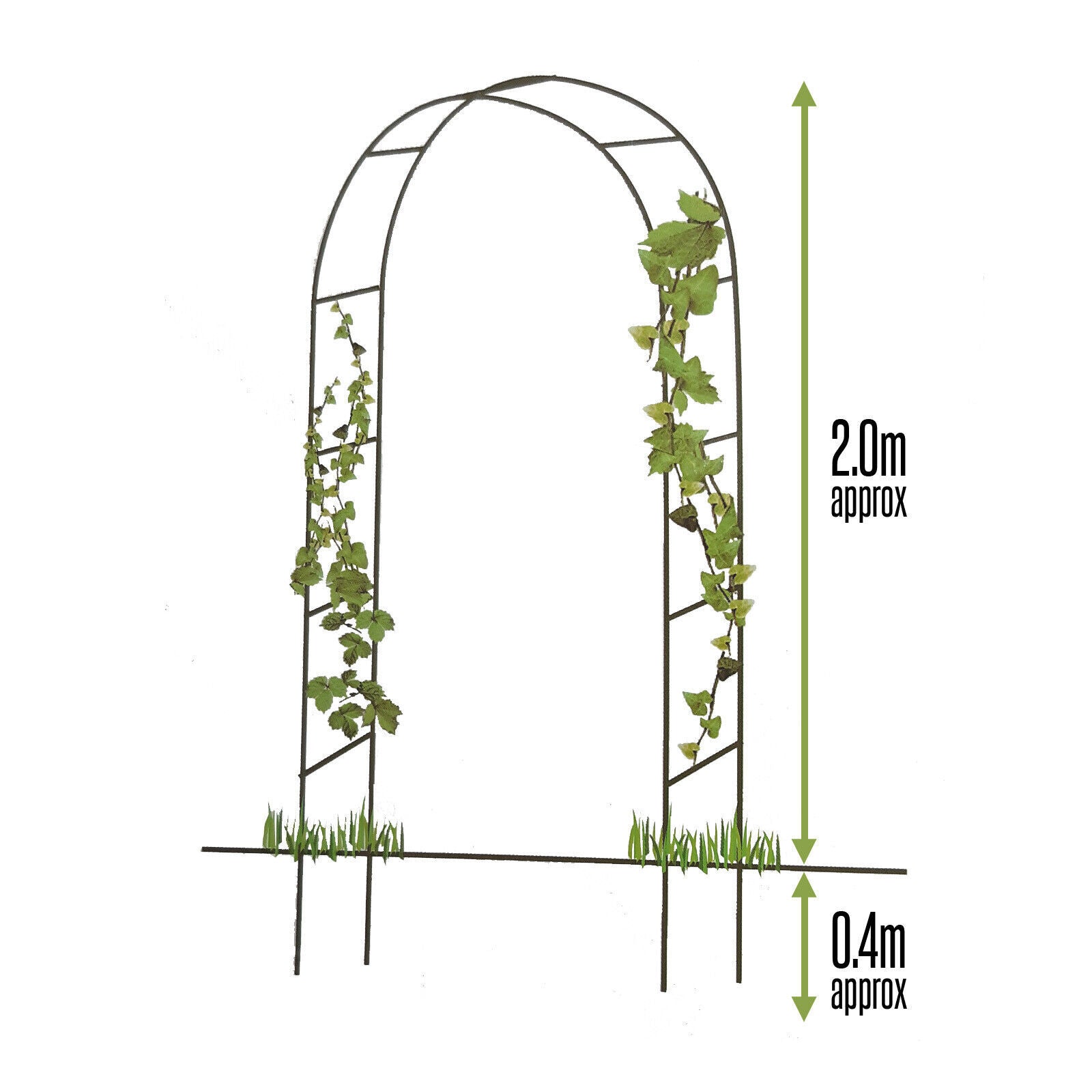 2.4M Garden Arch Trellis Arched Metal Tubular Frame Climbing Plant Archway