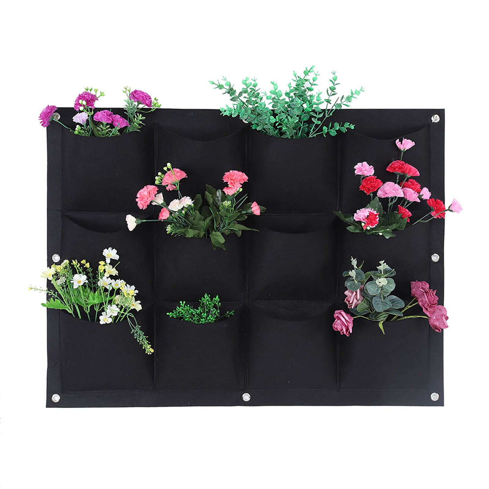 12 Pockets Degradable Vertical Hanging Wall Garden Plant Grow Bag Planter Container (Black)