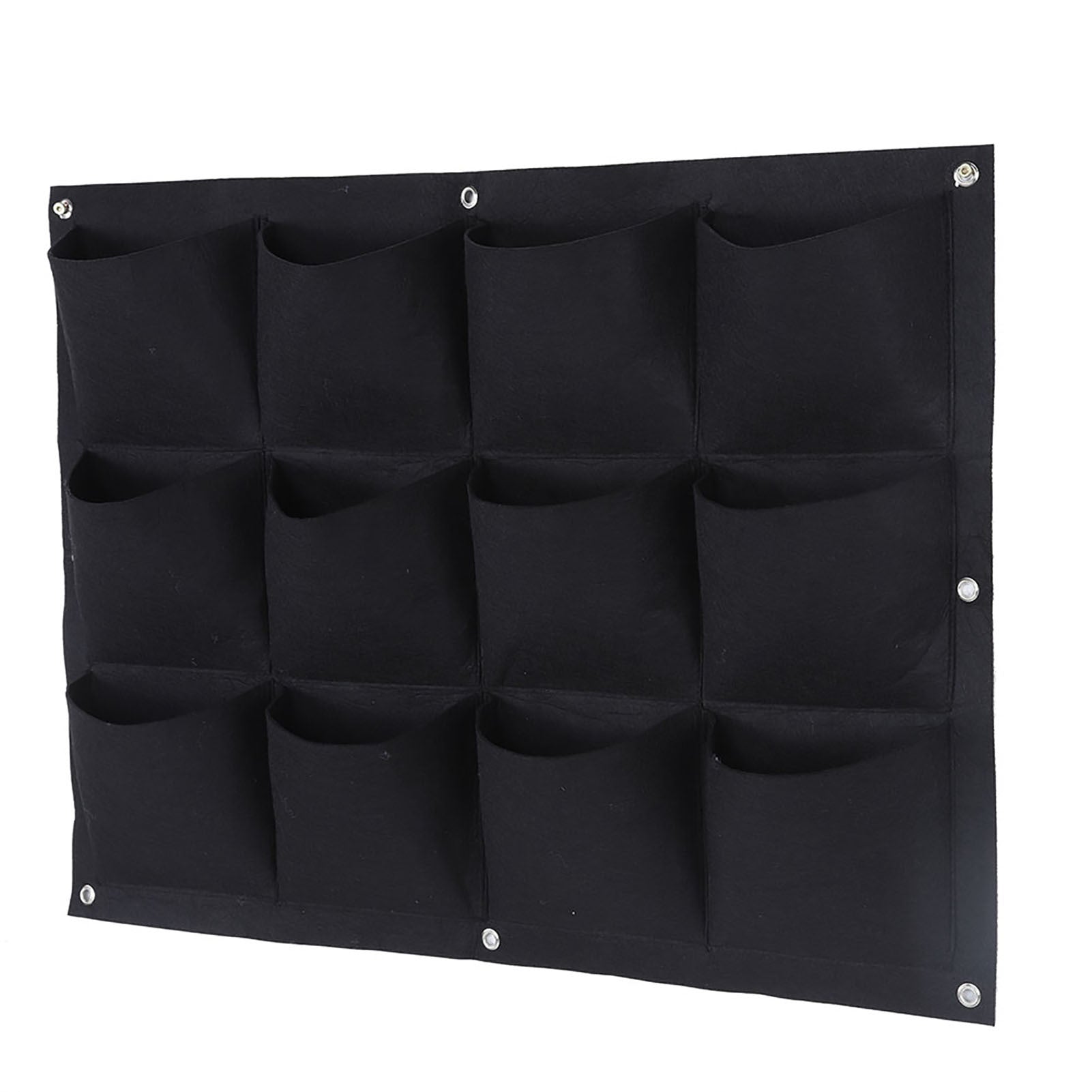 12 Pockets Degradable Vertical Hanging Wall Garden Plant Grow Bag Planter Container (Black)