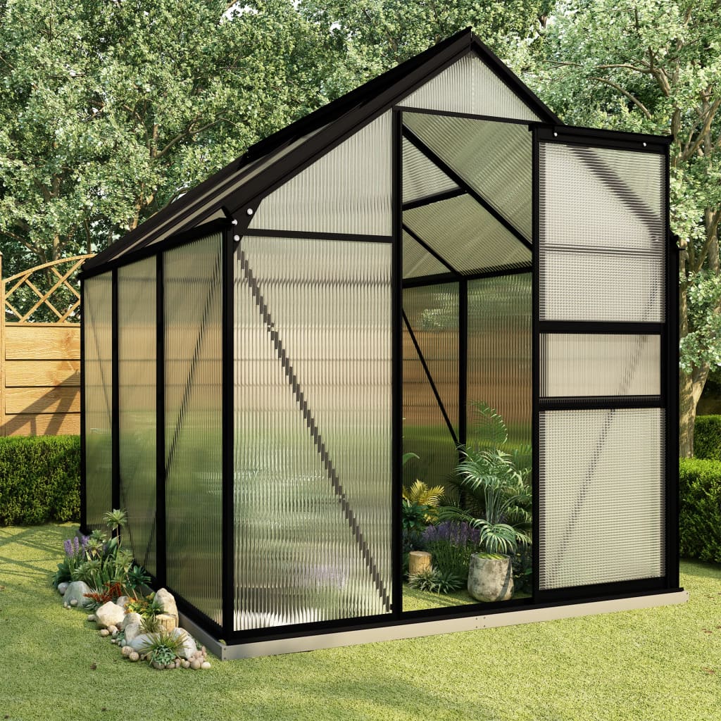 vidaXL Greenhouse Anthracite Aluminum Garden Shed Conservatory 27.6"/51.2"-40