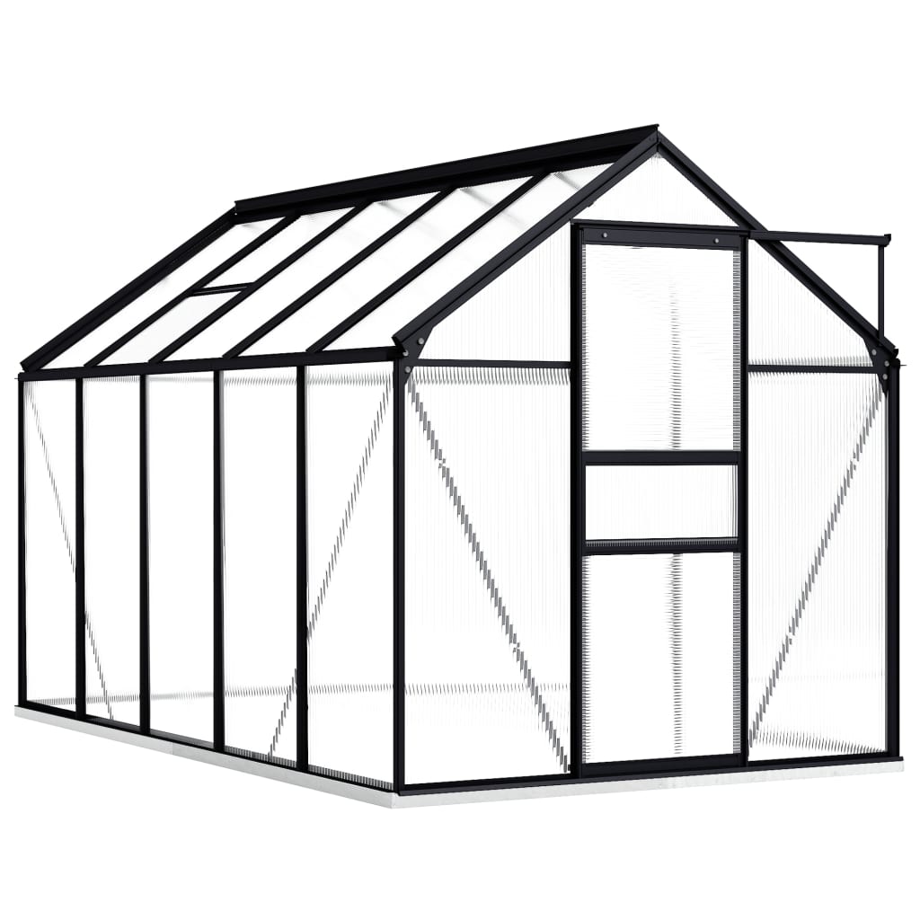 vidaXL Greenhouse Anthracite Aluminum Garden Shed Conservatory 27.6