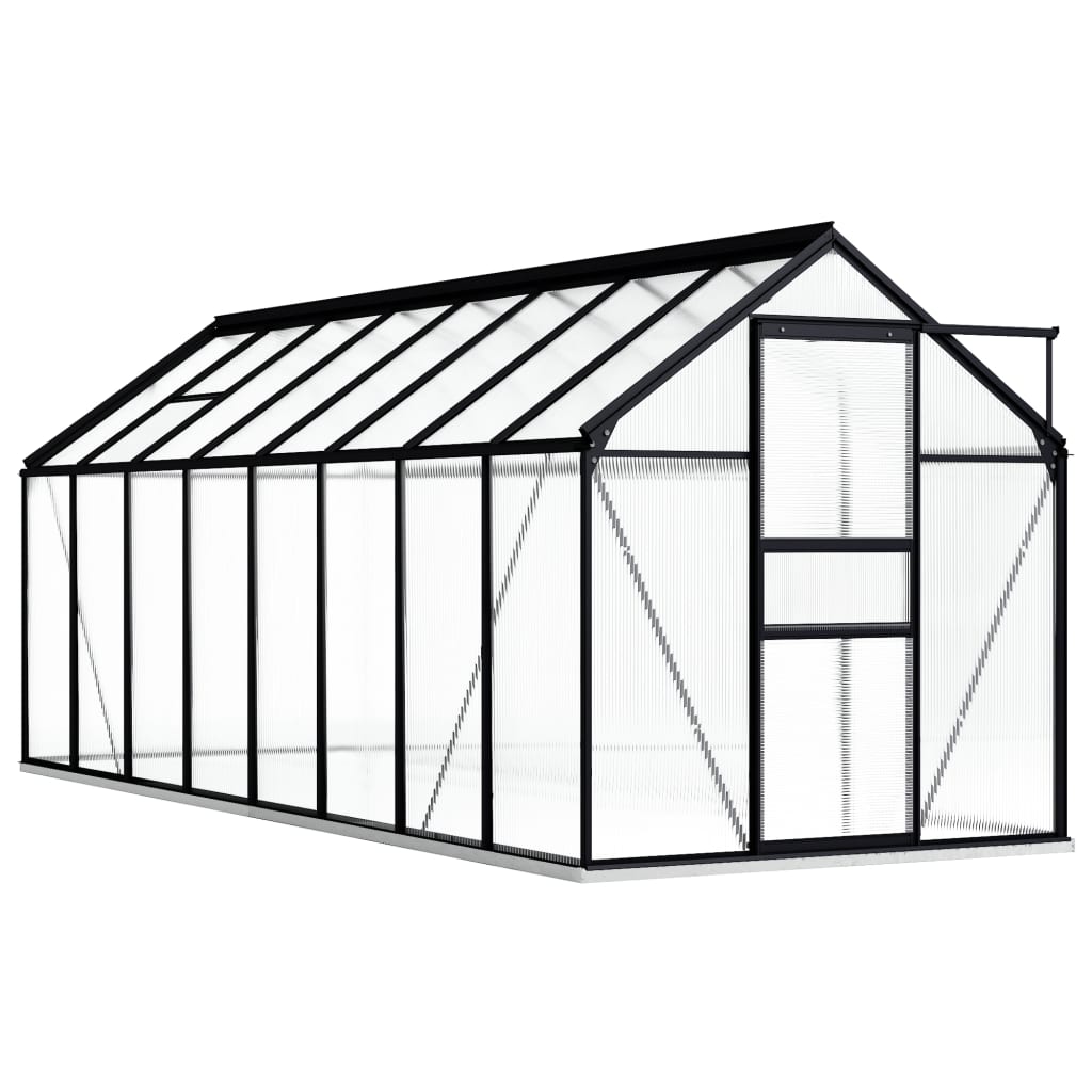 vidaXL Greenhouse Anthracite Aluminum Garden Shed Conservatory 27.6