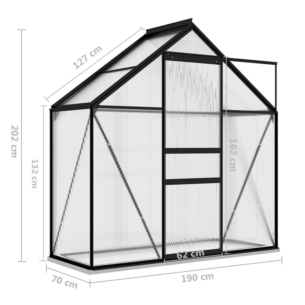 vidaXL Greenhouse Anthracite Aluminum Garden Shed Conservatory 27.6