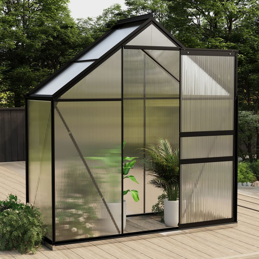 vidaXL Greenhouse Anthracite Aluminum Garden Shed Conservatory 27.6