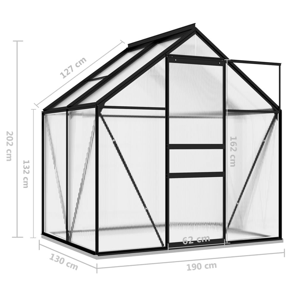 vidaXL Greenhouse Anthracite Aluminum Garden Shed Conservatory 27.6