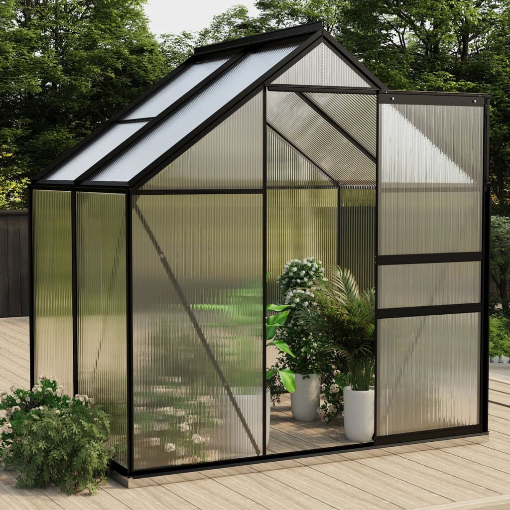 vidaXL Greenhouse Anthracite Aluminum Garden Shed Conservatory 27.6