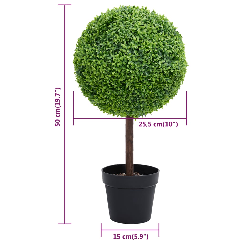 vidaXL Artificial Boxwood Plant with Pot Ball Shaped Green Decor Multi Sizes-10