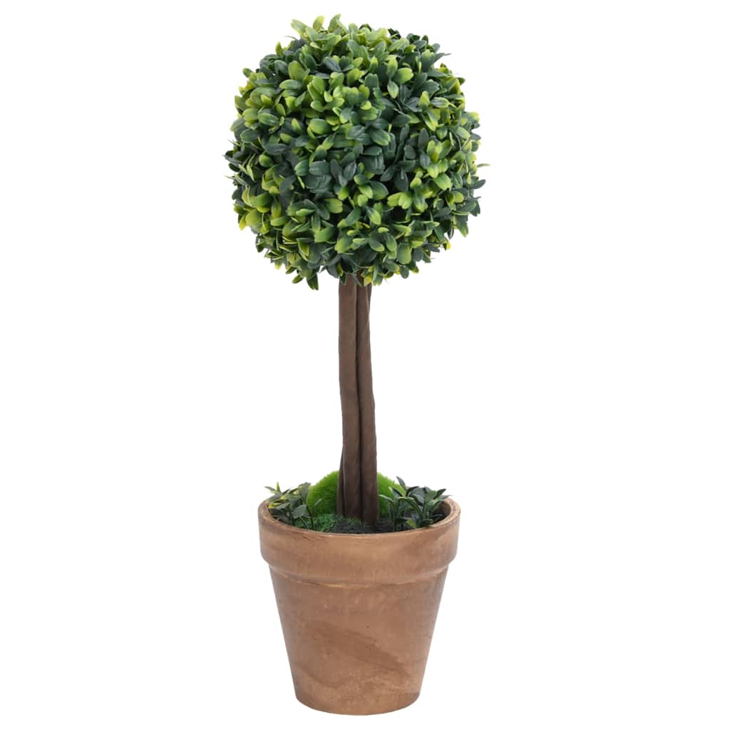 vidaXL 2x Artificial Boxwood Plants with Pots Ball Shaped Green Multi Sizes