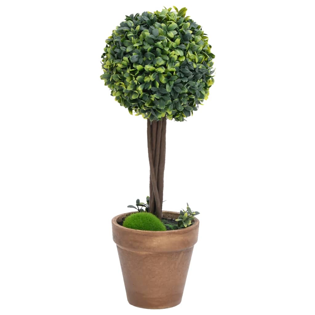 vidaXL 2x Artificial Boxwood Plants with Pots Ball Shaped Green Multi Sizes