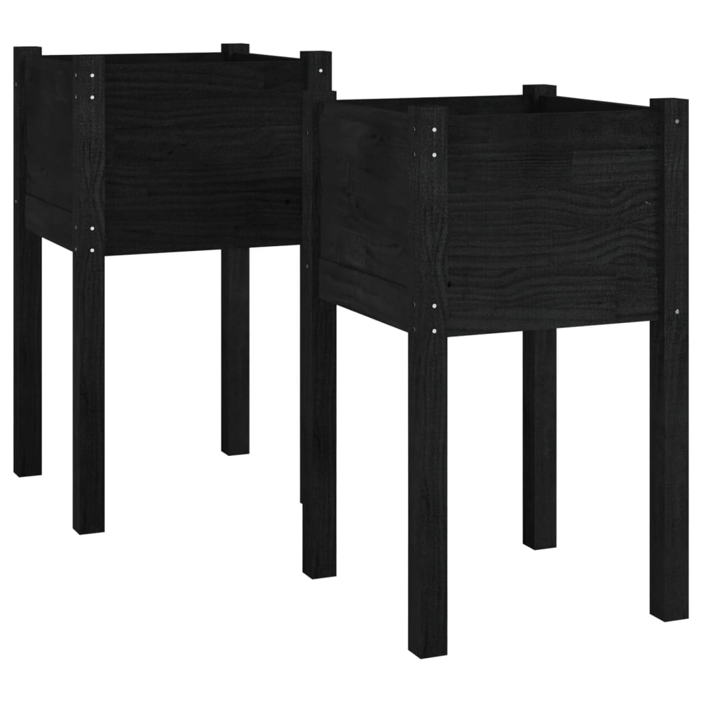 vidaXL Garden Planters 2 pcs Black 15.7