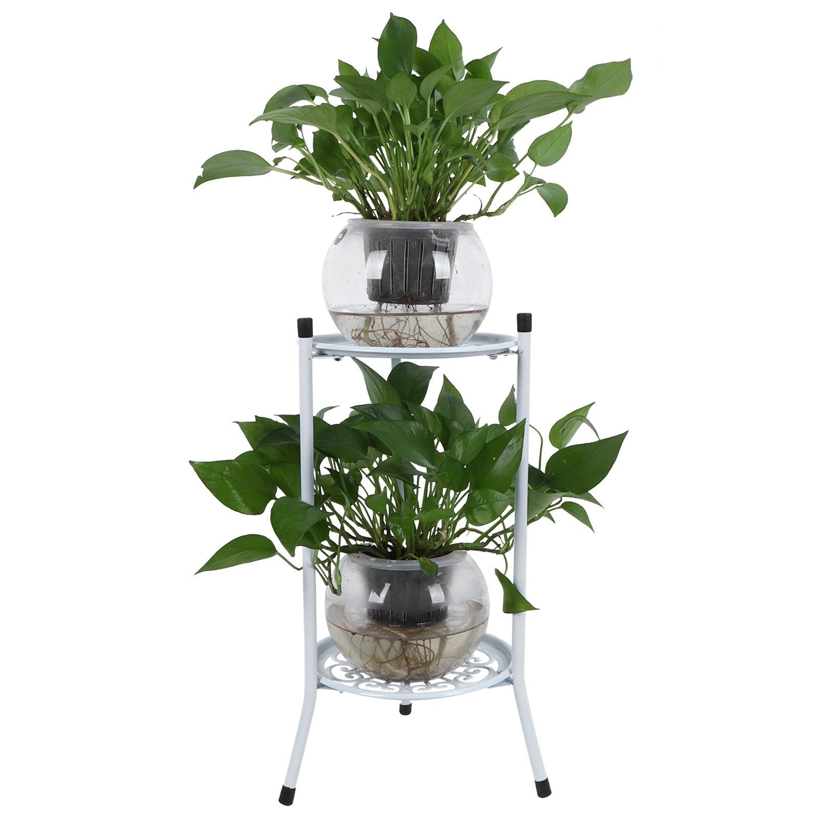 2‑Tier Metal Plant Stand Flower Pot Holder Display Shelf Rack Home Decoration Garden AccessoriesWhite