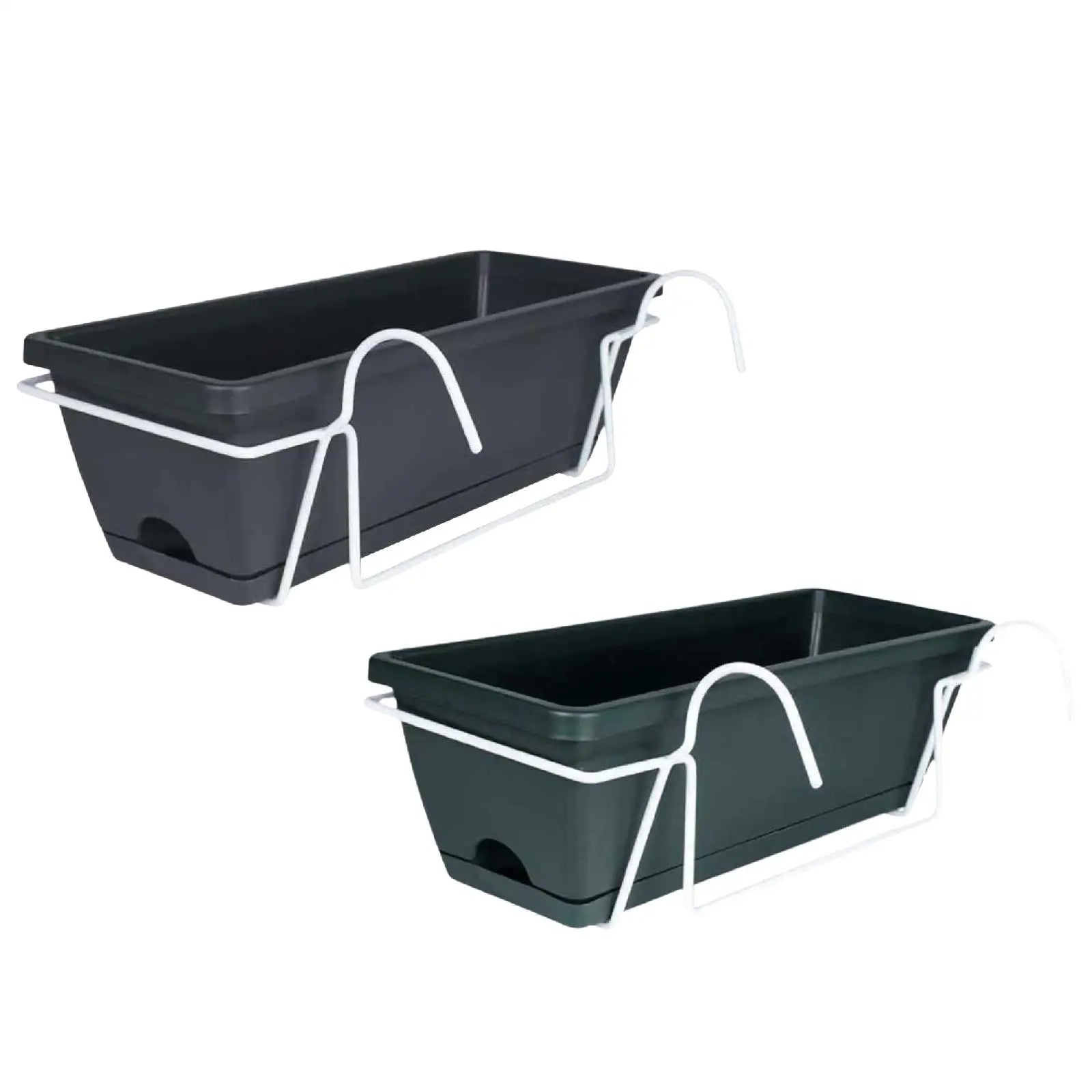 Balcony Railing Planter Plant Basket Fence Planter with Rack and Tray Flowerpot Window Box Planter for Deck Yard Countryside