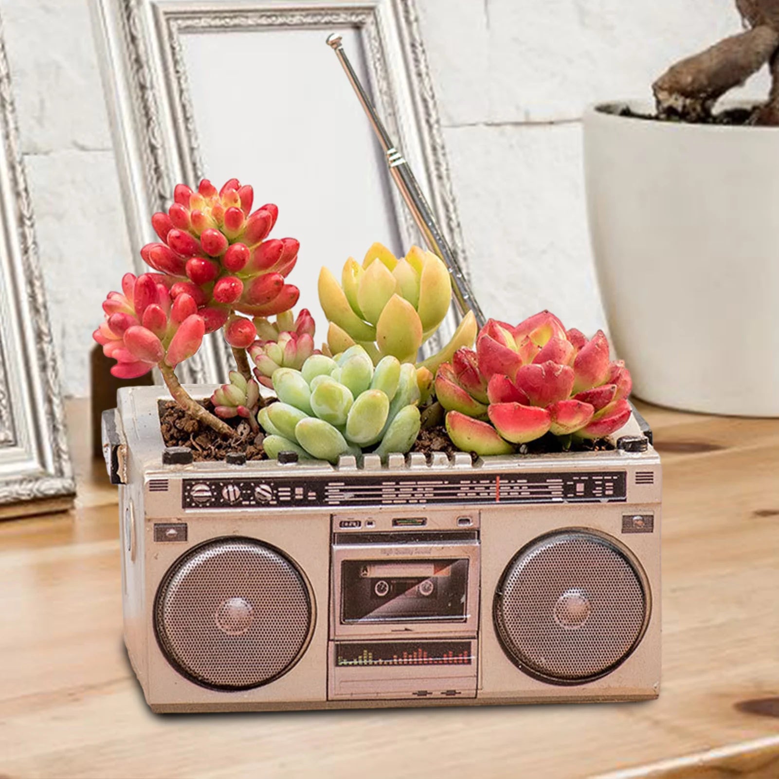Innovative Flower Pot Retro Radio-Shaped Multi-functional Planter Home Decoration Garden Desktop Classic Ornament for Succulent