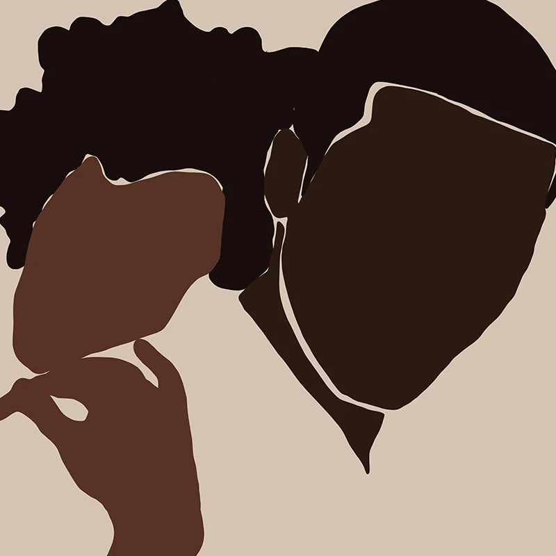 Black Woman Man Illustration Abstract Prints African American Couple Love Poster Boho Hands Canvas Painting Bedroom Home Decor