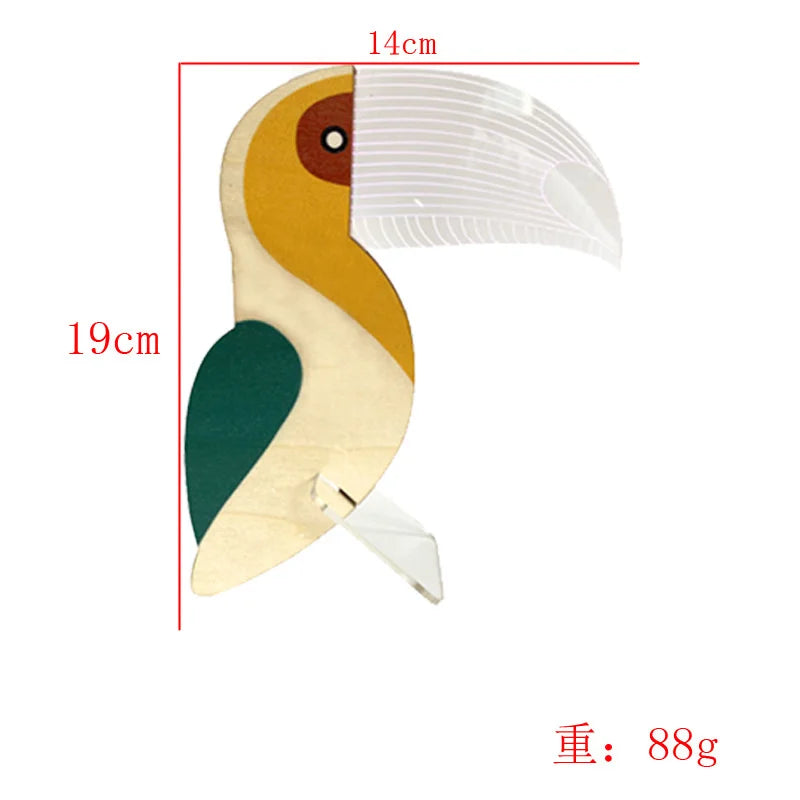 Creative Home Decorate Animal Luminous Ornaments Wood Acrylic Art Table Ornaments Pelican Sirius Whale Toucan Room Decor