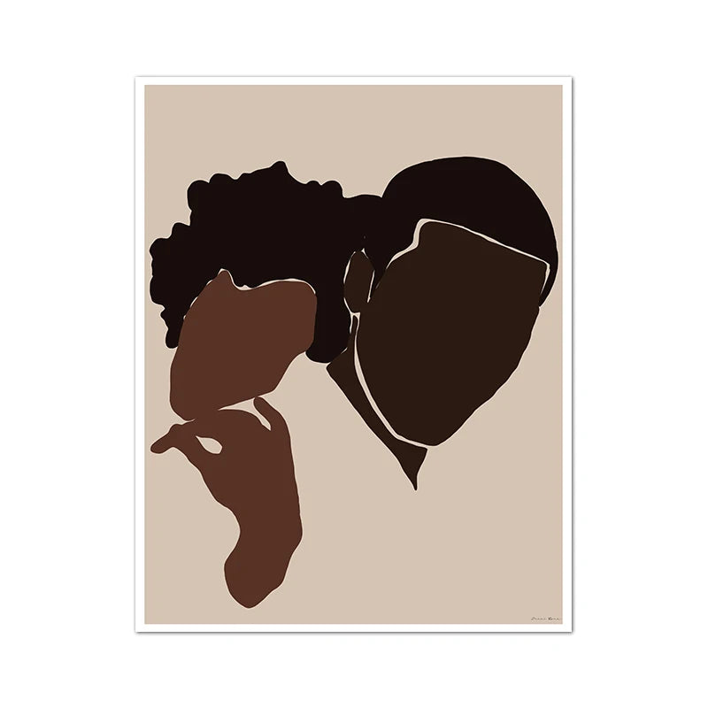 Black Woman Man Illustration Abstract Prints African American Couple Love Poster Boho Hands Canvas Painting Bedroom Home Decor