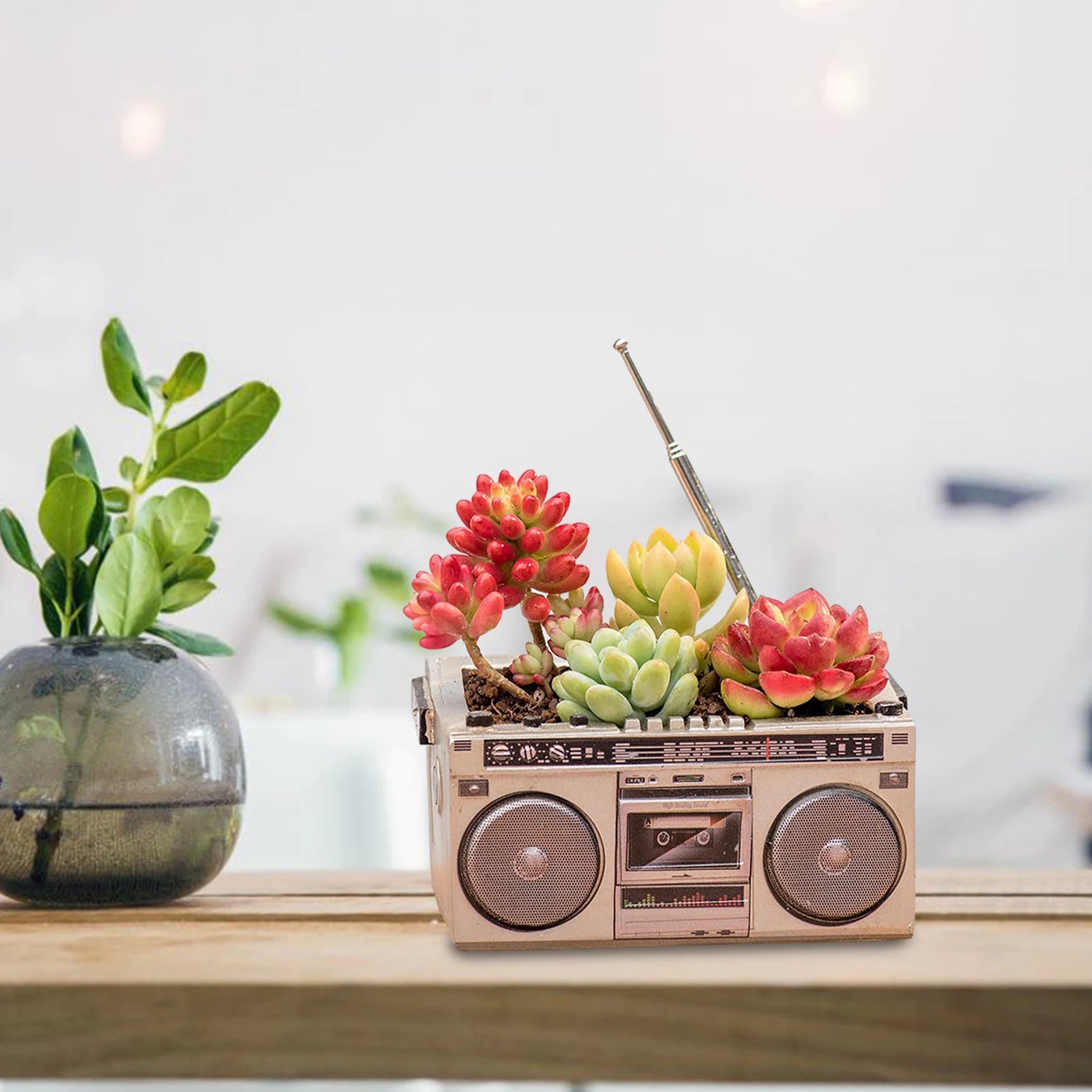 Innovative Flower Pot Retro Radio-Shaped Multi-functional Planter Home Decoration Garden Desktop Classic Ornament for Succulent
