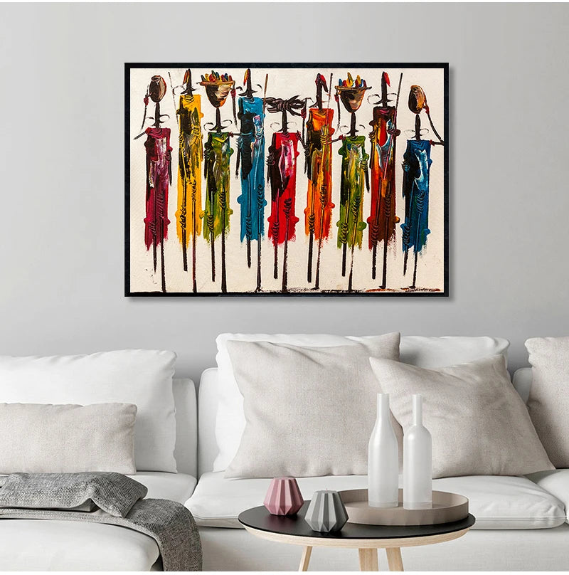 Abstract African Woman Oil Painting on Canvas Posters and Prints Wall Art Portrait Pictures for Living Room Home Decor No Frame