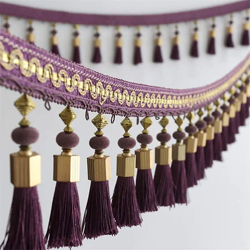 2/3/5M Tassel Fringe Edging Trim Curtains Tassel Trim Lace Sewing Crafts Cushions Furnishings Upholstery Home Funiture DIY Decor