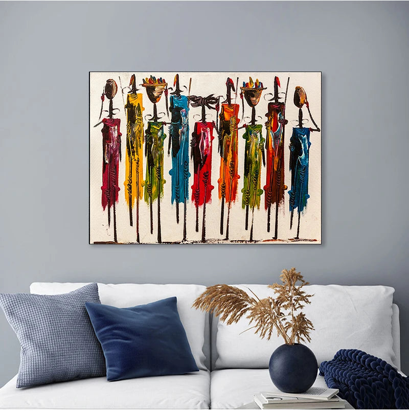 Abstract African Woman Oil Painting on Canvas Posters and Prints Wall Art Portrait Pictures for Living Room Home Decor No Frame