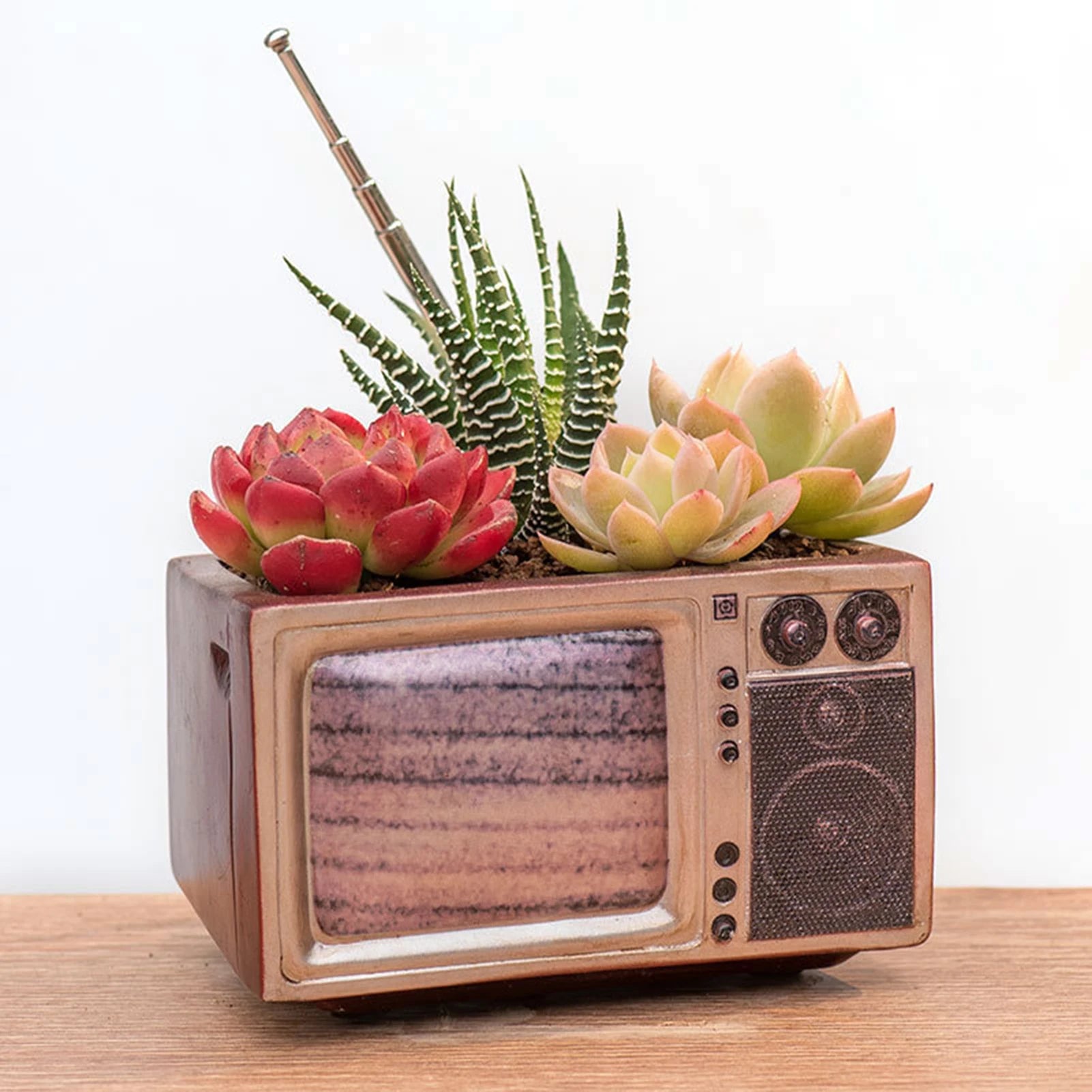 Innovative Flower Pot Retro Radio-Shaped Multi-functional Planter Home Decoration Garden Desktop Classic Ornament for Succulent