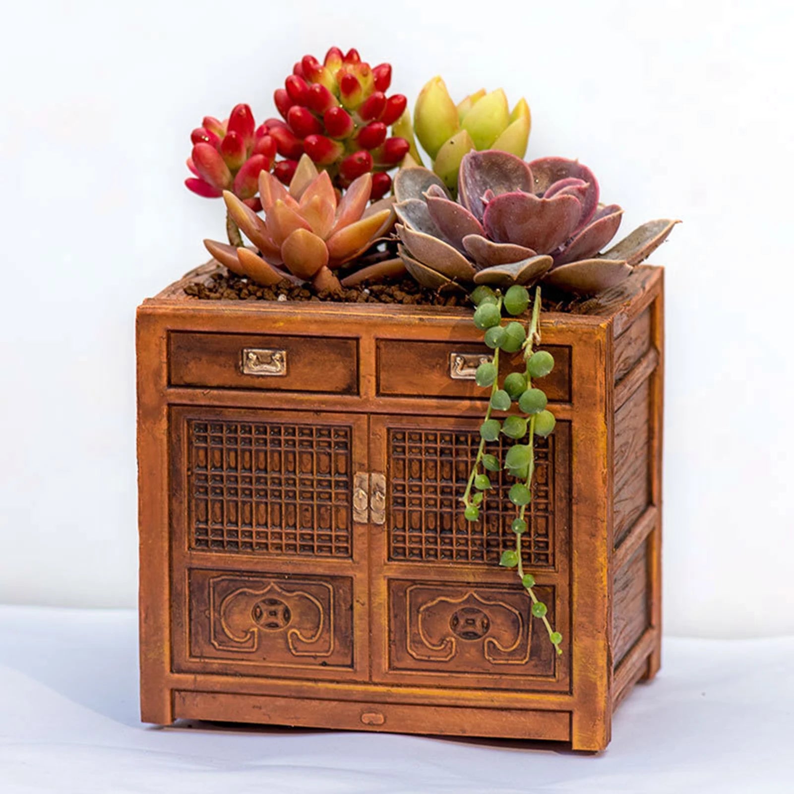 Innovative Flower Pot Retro Radio-Shaped Multi-functional Planter Home Decoration Garden Desktop Classic Ornament for Succulent