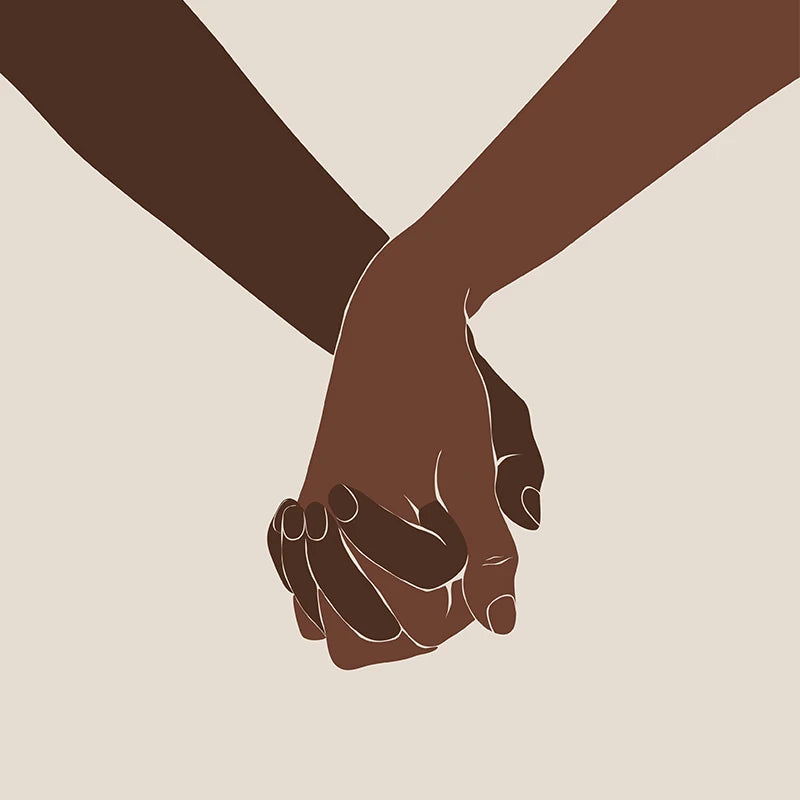 Black Woman Man Illustration Abstract Prints African American Couple Love Poster Boho Hands Canvas Painting Bedroom Home Decor