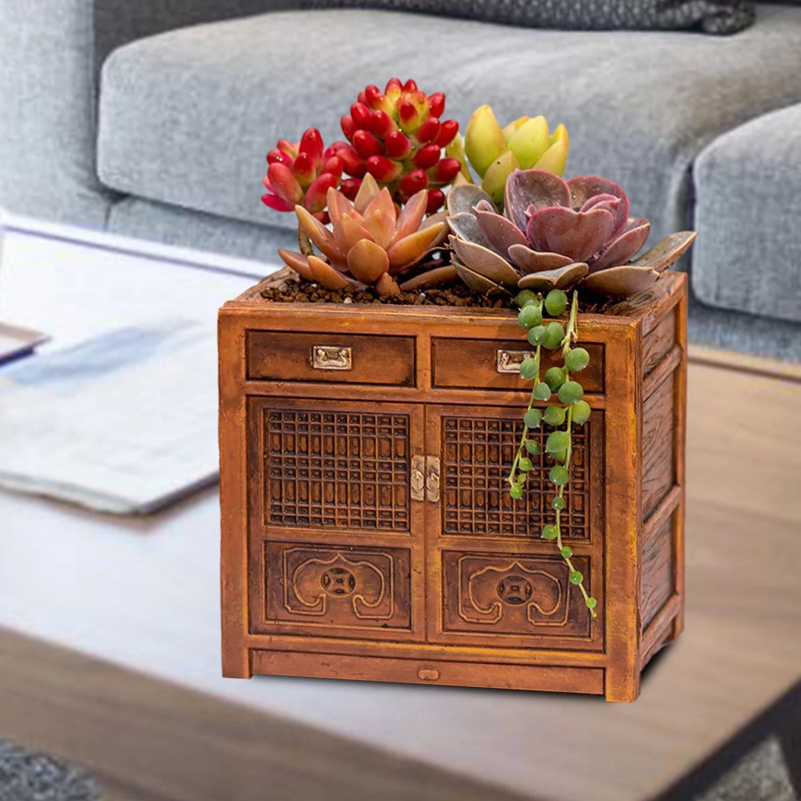 Innovative Flower Pot Retro Radio-Shaped Multi-functional Planter Home Decoration Garden Desktop Classic Ornament for Succulent