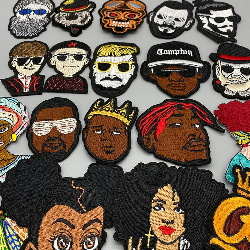 African Girl Patch Black head singer Embroidered Patches For Clothing Iron on Patches Badges DIY Decoration Clothes Stickers