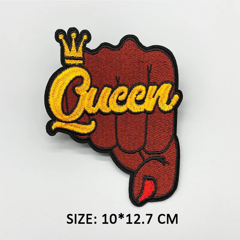 African Girl Patch Black head singer Embroidered Patches For Clothing Iron on Patches Badges DIY Decoration Clothes Stickers