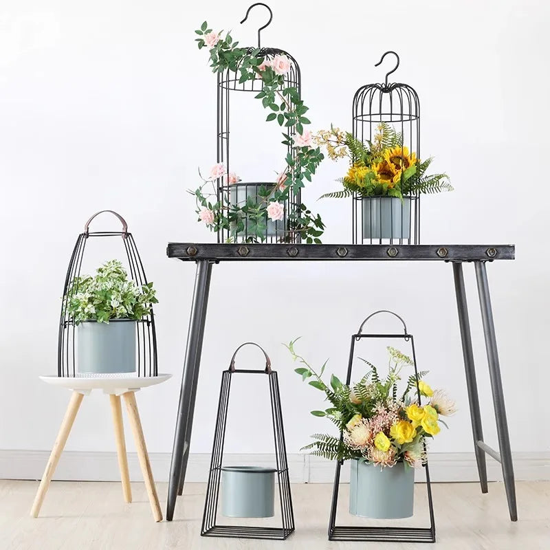 Birdcage wrought iron flower ware, garden art soft decoration home furnishing, ornament simulation flower ware, designer model r