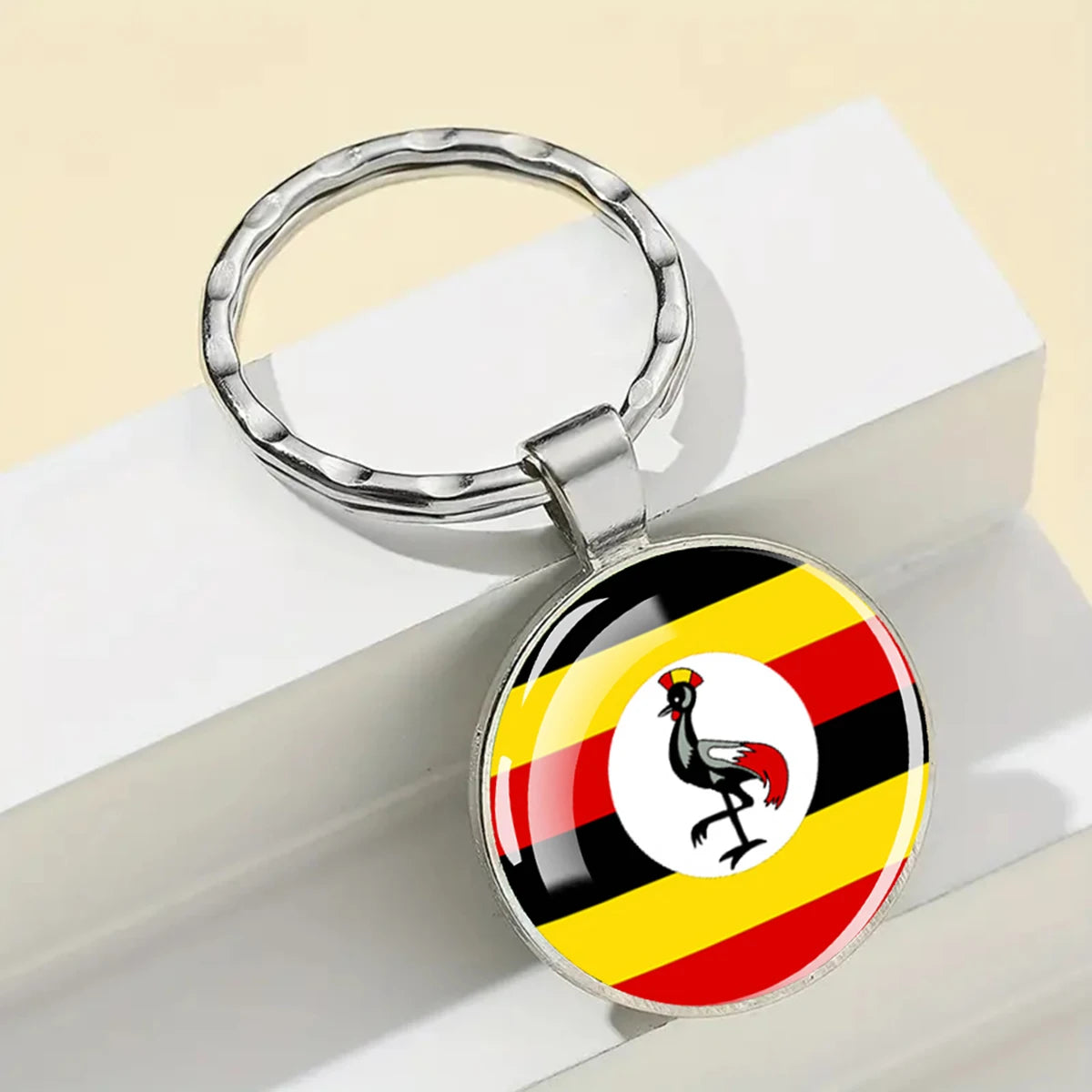 African National Flags Keychain Africa Country Algeria South African Morocco Egypt Nigeria Flag Glass Key Chain Patriot Gift