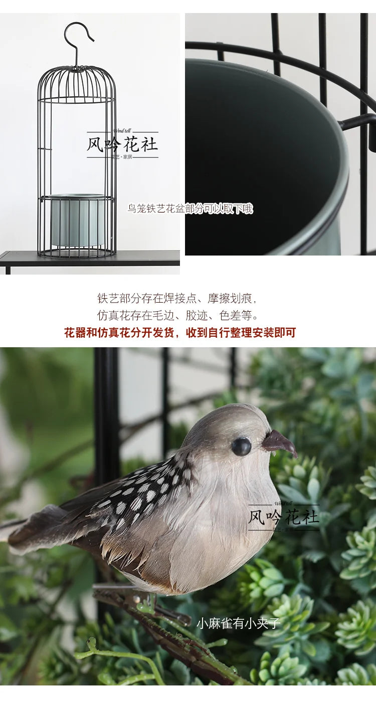 Birdcage wrought iron flower ware, garden art soft decoration home furnishing, ornament simulation flower ware, designer model r