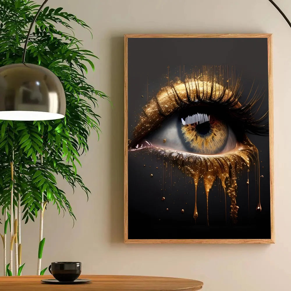 1PC Modern Black Gold African Woman Portrait Poster Paper Print Home Living Room Bedroom Entrance Bar Restaurant Cafe Art