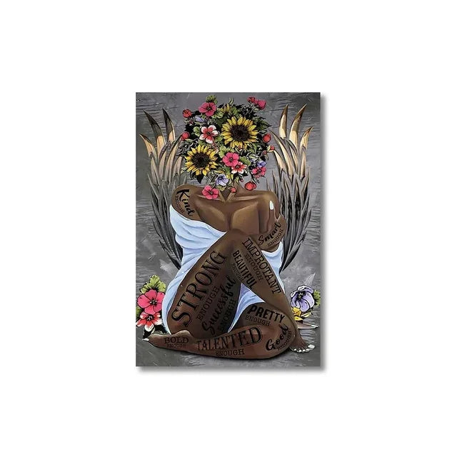 Inspirational African American Black Woman Graffiti Canvas Art Painting  Modern Wall Poster for Bedroom Living Room Decor