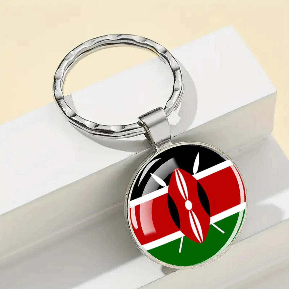 African National Flags Keychain Africa Country Algeria South African Morocco Egypt Nigeria Flag Glass Key Chain Patriot Gift