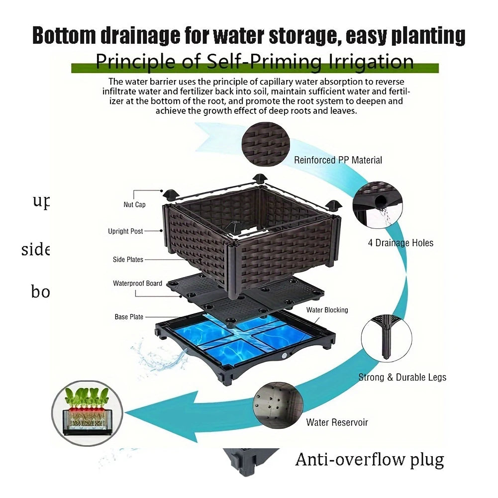 Plastic Raised Garden Bed with Leg Planter Box with Drain Hole Planting Container Elevated Propagation Box Balcony Vegetable Pot