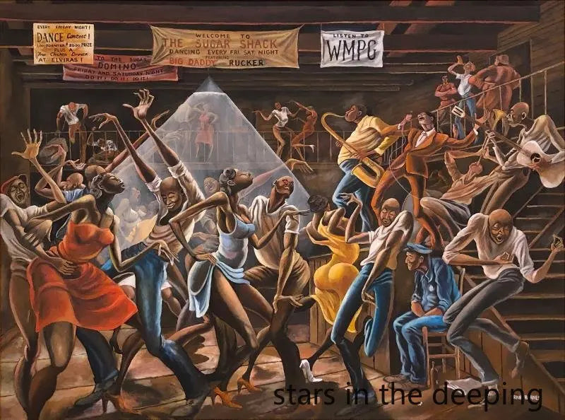 Abstract Ernie Barnes Artworks African Black Women Jazz Music Art Poster Canvas Painting Wall Print Picture for Room Home Decor