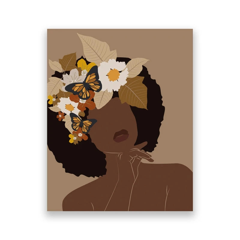 Black Woman Man Illustration Abstract Prints African American Couple Love Poster Boho Hands Canvas Painting Bedroom Home Decor