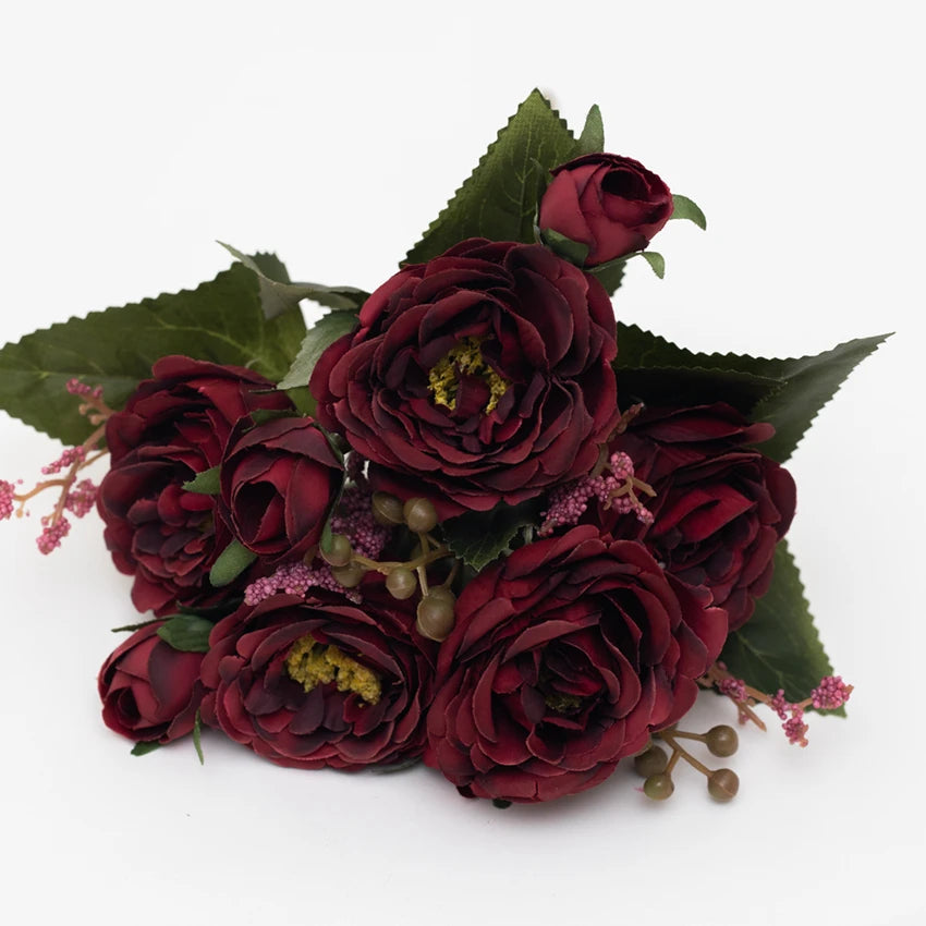 Artificial Flowers Peony Home Wedding Room Autumn Decora Festival Party Garland Outdoor Garden Diy Gifts Furnishing Silk Roses