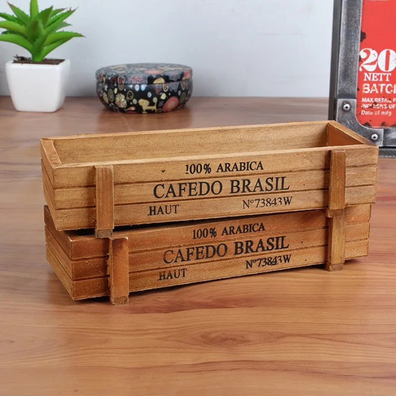 Vintage Wood Garden Flower Planter Succulent Pot Rectangle Trough Box Plant Bed Planter Succulent Flower Plant Container Box