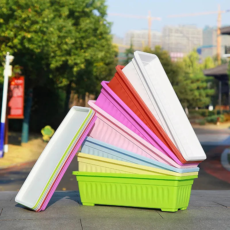 Breathable Plastic Rectangular Flowerpots 1Set Vegetable Planters For Balcony Indoor Gardening Plant Pot Home Garden Decor